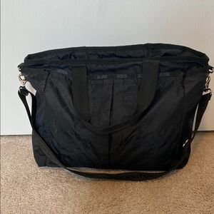 LeSportac black diaper bag tote with changing pad
